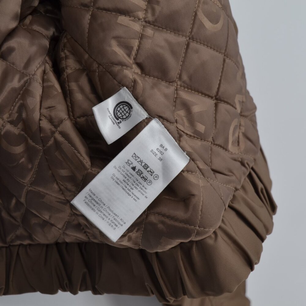 Ganni Outwear Nylon Cropped Bomber Jacket Fossil Brown Full Zip Womens 36 US 4 - Picture 7 of 8